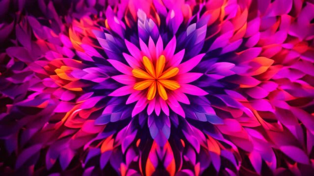 A captivating image showcasing a stunning and vibrant flower, A kaleidoscopic explosion of jewel tones in an abstract pattern, AI Generated