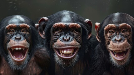 Chimpanzee and Bonobo smiling generative ai - obrazy, fototapety, plakaty
