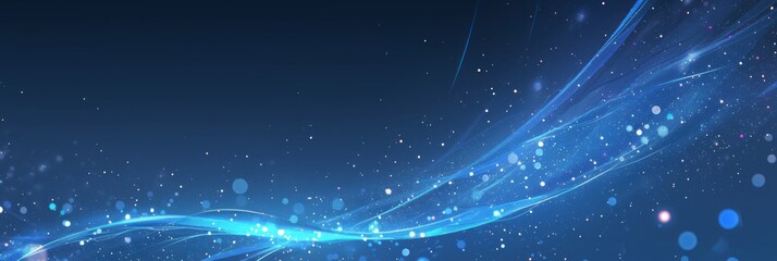 Abstract bright bokeh light background, festive Christmas background, blue banner