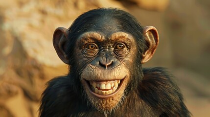 Chimpanzee and Bonobo smiling generative ai