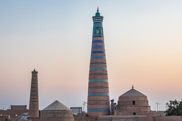 Late afternoon light on the Islam Khodja Minaret in Khiva. - 776224325