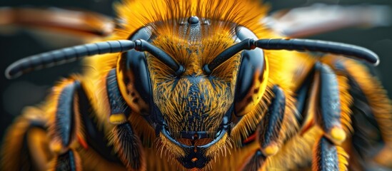 Defending its Hive Macro Shot of a Honeybees Readied Stinger - obrazy, fototapety, plakaty