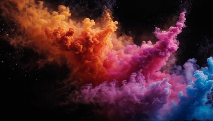A collection of vibrant smokes of various hues suspended in the atmosphere, creating an intriguing visual spectacle
