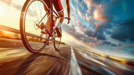 Fototapeta premium Cyclist on bicycle on the road generative ai