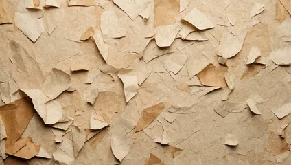 Poster A close-up shot of crumpled brown paper showcasing texture and patterns as a background © ArtistiKa