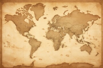 Fototapeta na wymiar World map, A vintage map of the world in sepia tones, AI generated