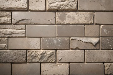 Obraz premium Wall of beige bricks, detailed texture, light background
