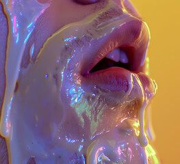 Man's face with white color drops. Symbolic representation of the gay movement. The concept of pride, a symbol of love and passion. Sex connection	