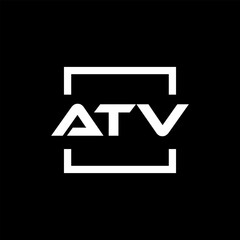 Initial letter ATV logo design. ATV logo design inside square.