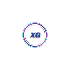 XG creative initial letter flat monogram logo design with White background.Vector logo modern alphabet gradient color frame style.