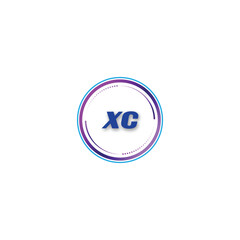 XC creative initial letter flat monogram logo design with White background.Vector logo modern alphabet gradient color frame style.