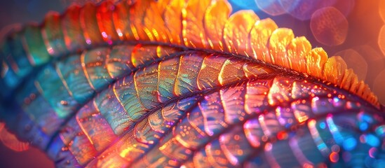 Iridescent Light Reflection on a Moths Intricate Wing Scales - obrazy, fototapety, plakaty