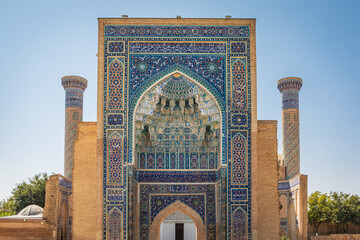 The beautifully decorated Gur-i Amir Mausoleum in Samarkand. - 776230732