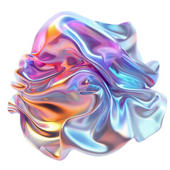 Obraz premium abstract shapes holographic fabric isolated. 3d fluid shape holographic gradient.