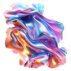 Obraz premium abstract shapes holographic fabric isolated. 3d fluid shape holographic gradient.