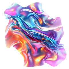 Obraz premium abstract shapes holographic fabric isolated. 3d fluid shape holographic gradient.
