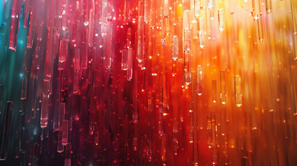 abstract background with lights and falling raindrops 