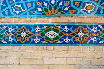 Decorative tile on the Gur-i Amir Mausoleum in Samarkand. - 776231572