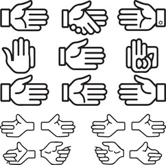 Handshake partnership stroke outline icon black on white background