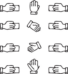 Handshake partnership stroke outline icon black on white background