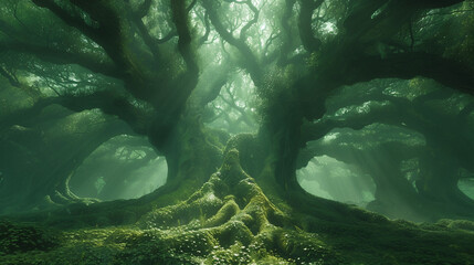 Uncover the secrets of an ancient jungle and a huge tree - obrazy, fototapety, plakaty