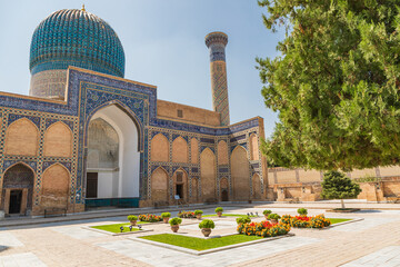 Courtyard at the Gur-i Amir Mausoleum in Samarkand.