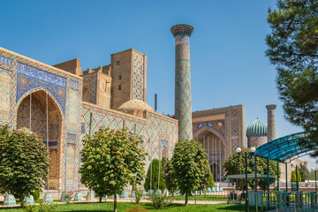 The Mosque and madrasas at the Registan in Samarkand.