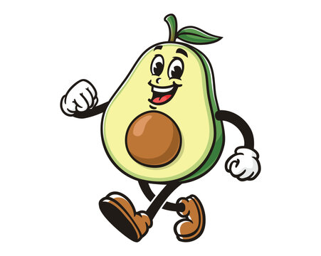 recommend clip art: walking Avocado cartoon mascot illustration character vector clip art hand drawn