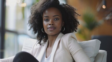 A successful black female CEO mentoring and guiding aspiring entrepreneurs, sharing her knowledge and experience to empower the next generation of leaders.