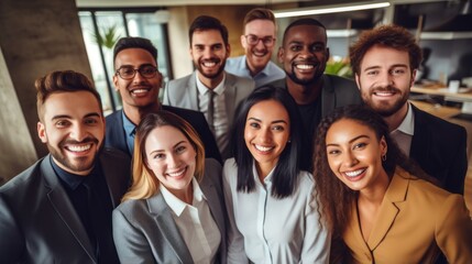 Diverse Business Team Portrait in Office Celebrating Company Success and Goals Generative AI