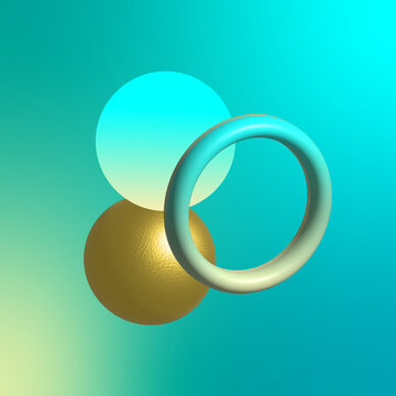 Minimalist shapes in turquoise and gold