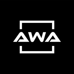 Initial letter AWA logo design. AWA logo design inside square. - obrazy, fototapety, plakaty