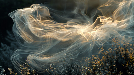 Ethereal smoke wisps forming intricate patterns, merging the intangible with the visually captivating. 