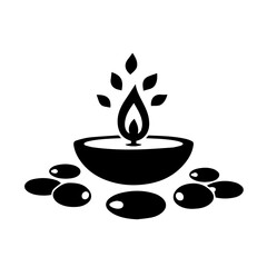 Candle among stones SPA relaxation aromatherapy logo vector design. - 776240535