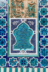 Decorative tile work at the Shah-i-Zinda in Samarkand. - 776240740