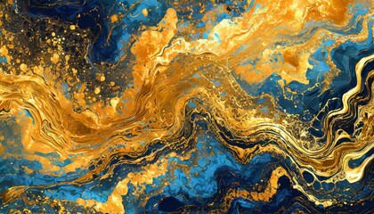 Golden Liquid Luxury: Marbled Paint Texture