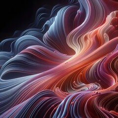 Obraz premium Ethereal Waves: A Dance of Light and Shadow Amidst Curved Spheres