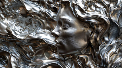 Liquid metal tendrils intertwining with precision, crafting an otherworldly metallic tapestry. 