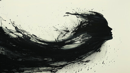 Minimalist ink strokes converging to form an enigmatic silhouette, leaving room for interpretation. 