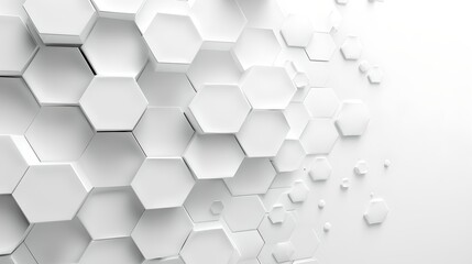 Modern White Hexagonal 3D Pattern Background, Abstract Geometric Wallpaper. Clean, Minimalistic Design for Business Presentations. AI