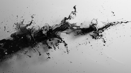 Minimalistic ink splatters coalescing into an abstract representation of creative chaos. 