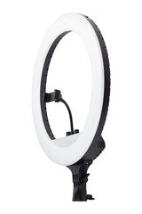 LED ring light with phone holder isolated from background