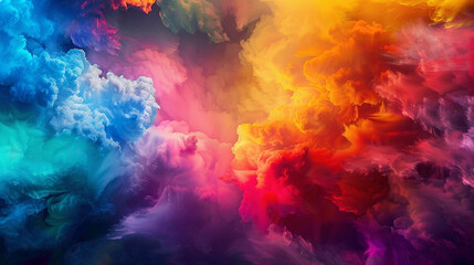 Explore the mesmerizing world of colors converging into a splendid gradient, their brilliance and intensity captured with stunning realism in high-definition. - obrazy, fototapety, plakaty