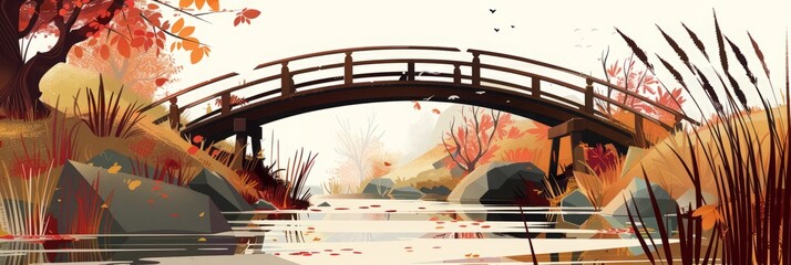 Bridge. cartoon illustration.