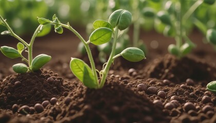 Vibrant pea pods thriving in a rustic farm setting, epitomizing sustainable agriculture and eco-conscious produce