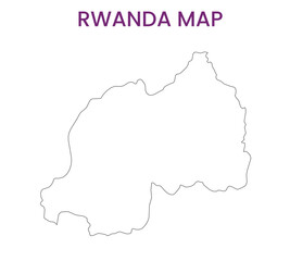 High detailed map of Rwanda. Outline map of Rwanda. Africa