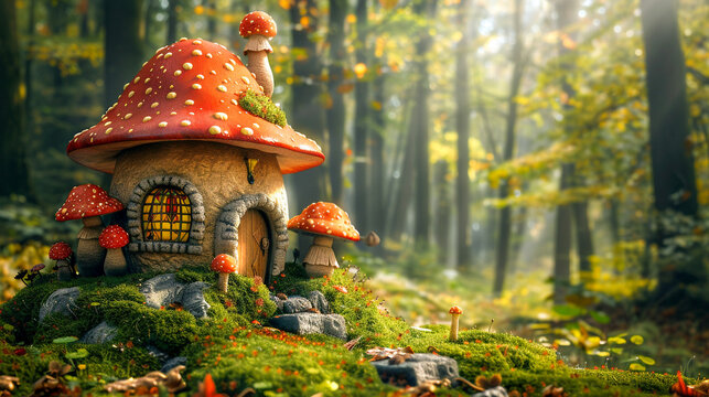 Imaginative, sky-high garden, eccentric creatures peeking out, space for text