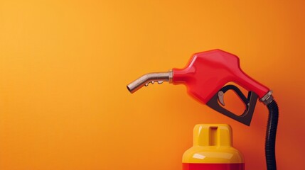 Red and Yellow Gas Pump Next to Yellow Wall - obrazy, fototapety, plakaty