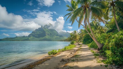Matira Beach - French Polynesia generative ai - obrazy, fototapety, plakaty