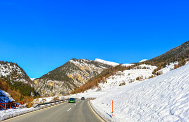 Die Reschenstra&szlig;e B 180 von Pfunds in Richtung Nauders - Tirol (&Ouml;sterreich)